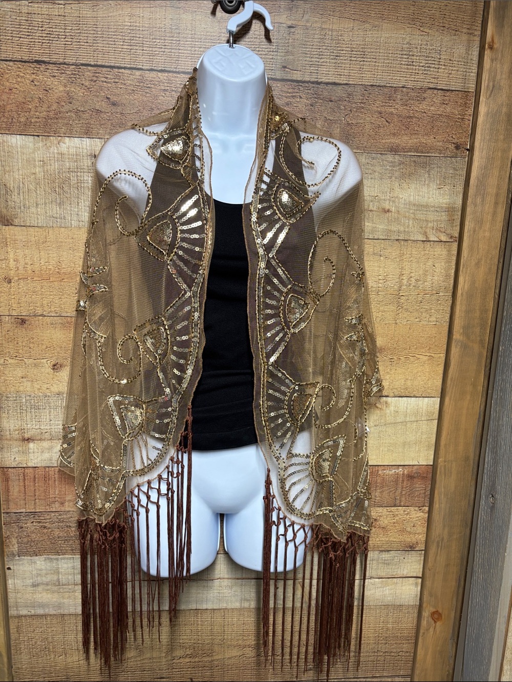 Nasty Gal sequins embellished fringe shawl scarf